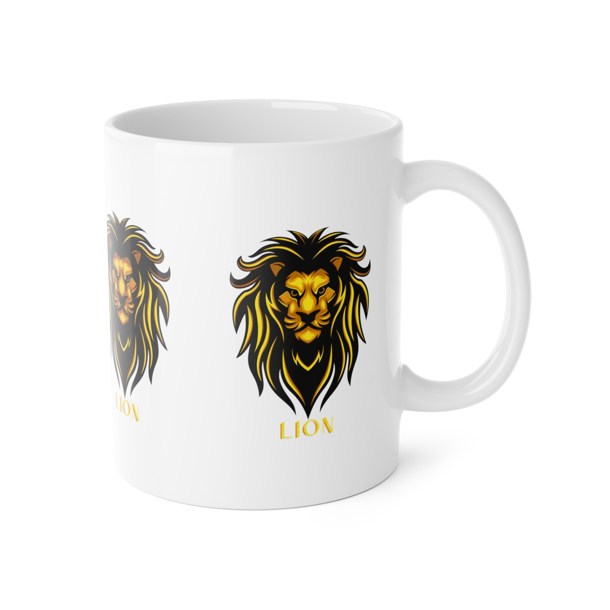 Lion Head Ceramic Mug — Bold Gold Lion Design, 11oz