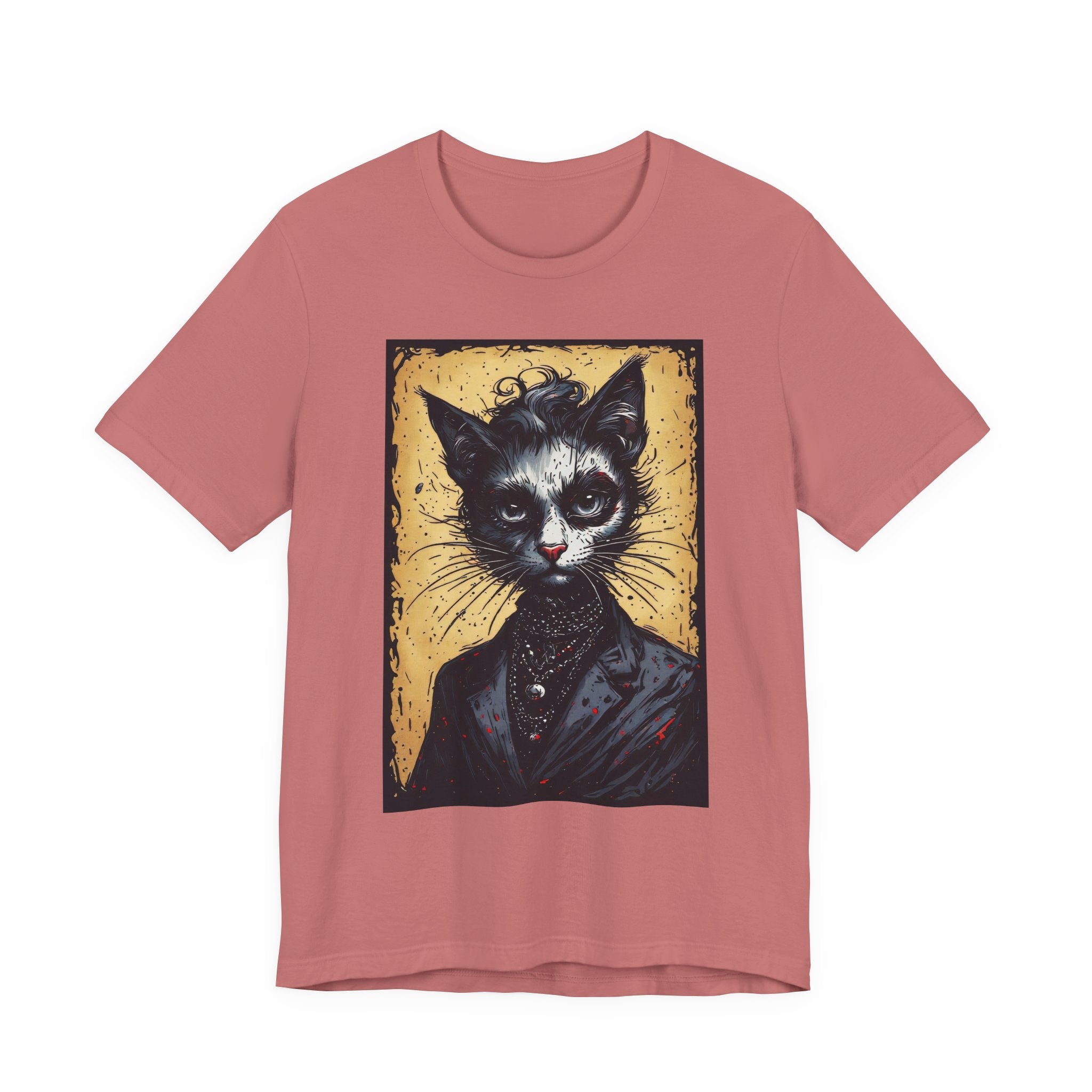 Gothic Portrait Cat T-Shirt – Vintage Dark Kitty Art Tee