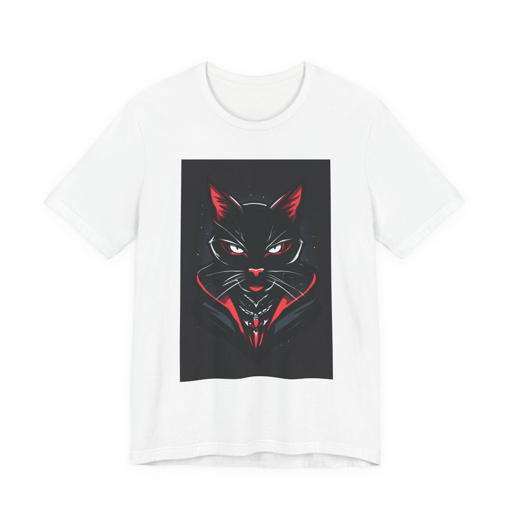 Black Cat Vampire Graphic Tee — Gothic Halloween Horror T-Shirt