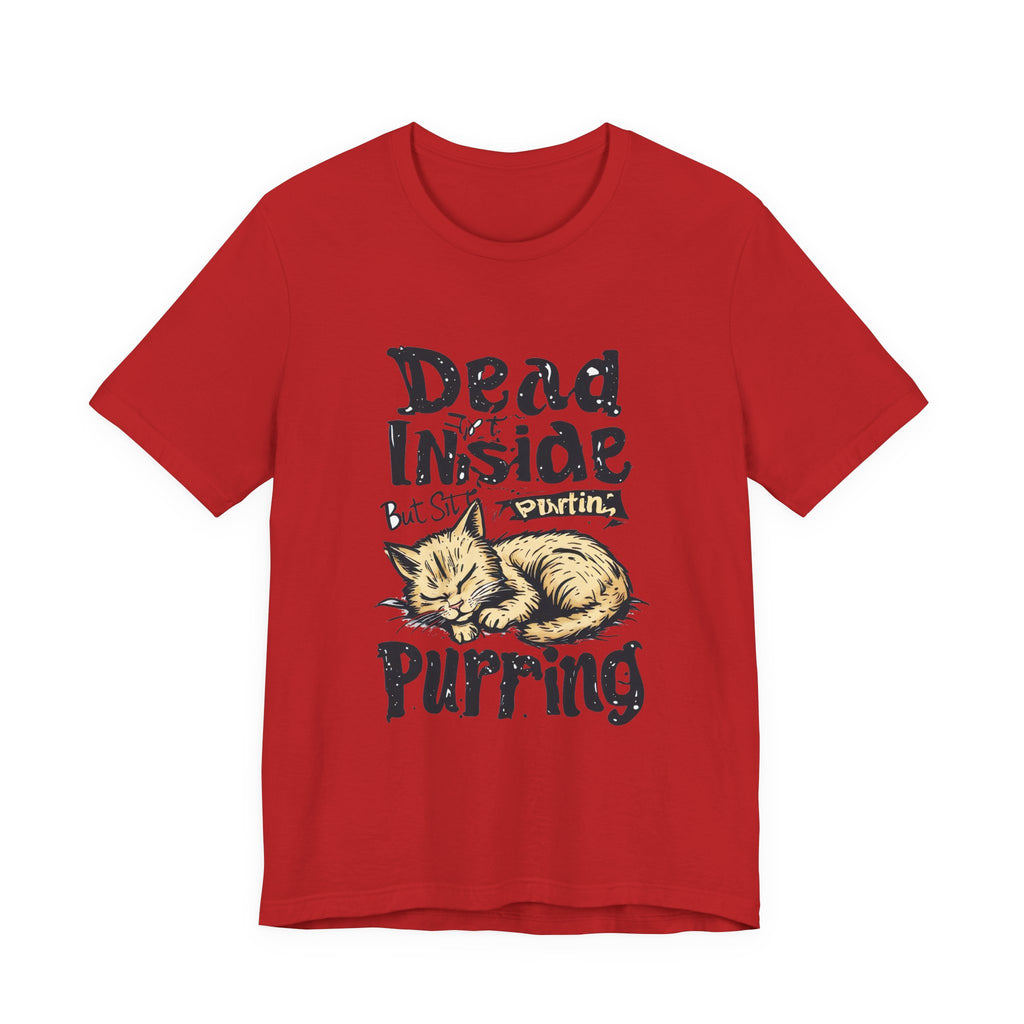 Cat T-Shirt — "Dead Inside But Still Purrin'" Cute Vintage Sleeping Kitten Tee