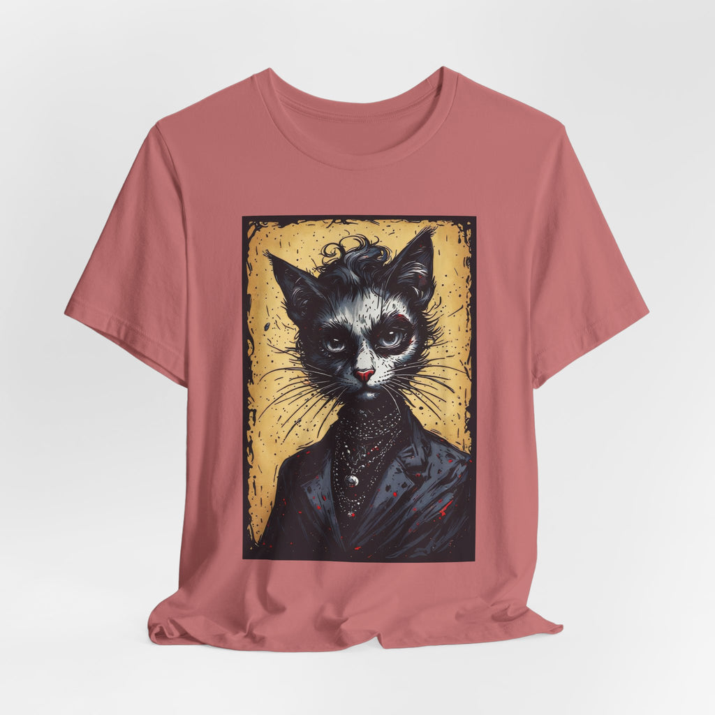 Gothic Portrait Cat T-Shirt – Vintage Dark Kitty Art Tee