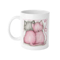 Cat Lovers Mug — Pair of Pink & Gray Kittens Illustration 11oz Ceramic