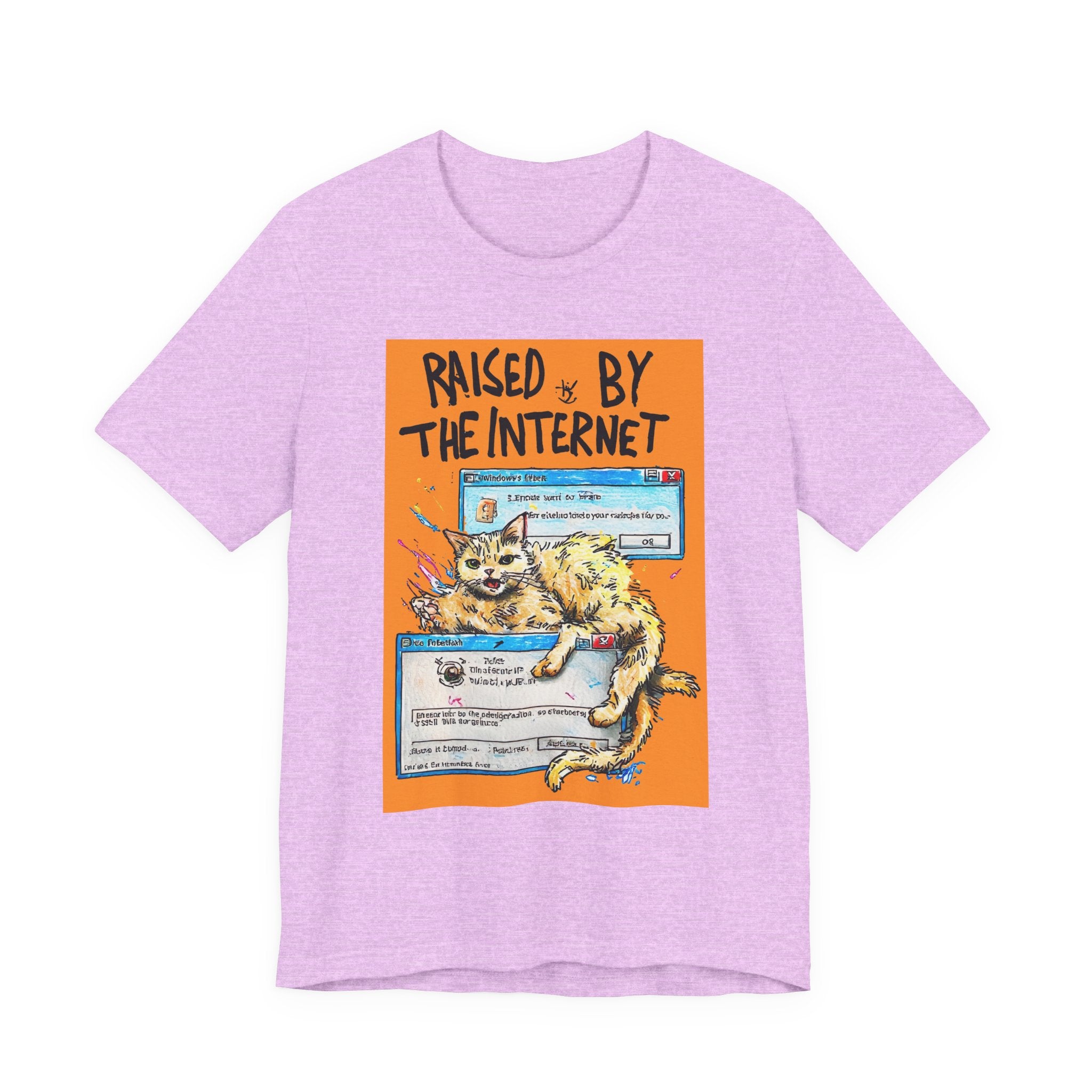 Raised By The Internet Tee — Graphic Cat Vintage Computer T‑Shirt