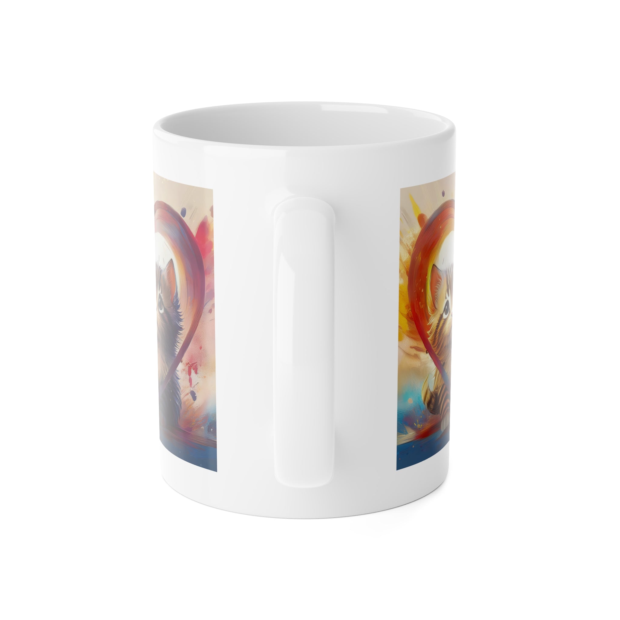 Cute Twin Kittens Heart Mug — 11oz Ceramic Coffee Cup