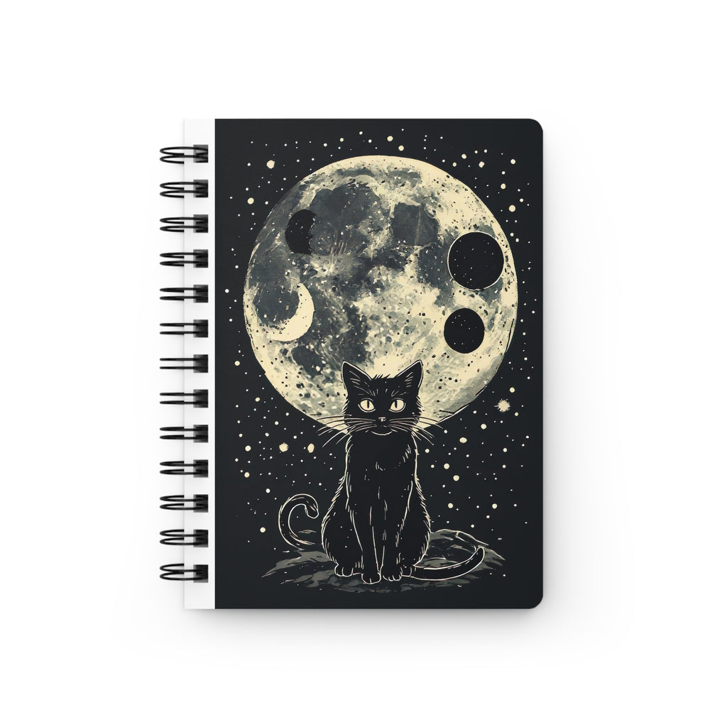 Moonlit Black Cat Spiral Notebook — Witchy Journal for Notes & Sketches
