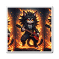 Rock Cat Refrigerator Magnet — Fiery Guitar Punk Kitty