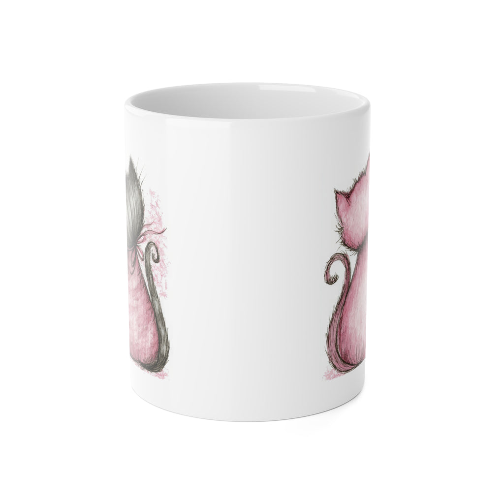 Pink Kittens Ceramic Mug — Cute Cat Couple 11oz Coffee Cup