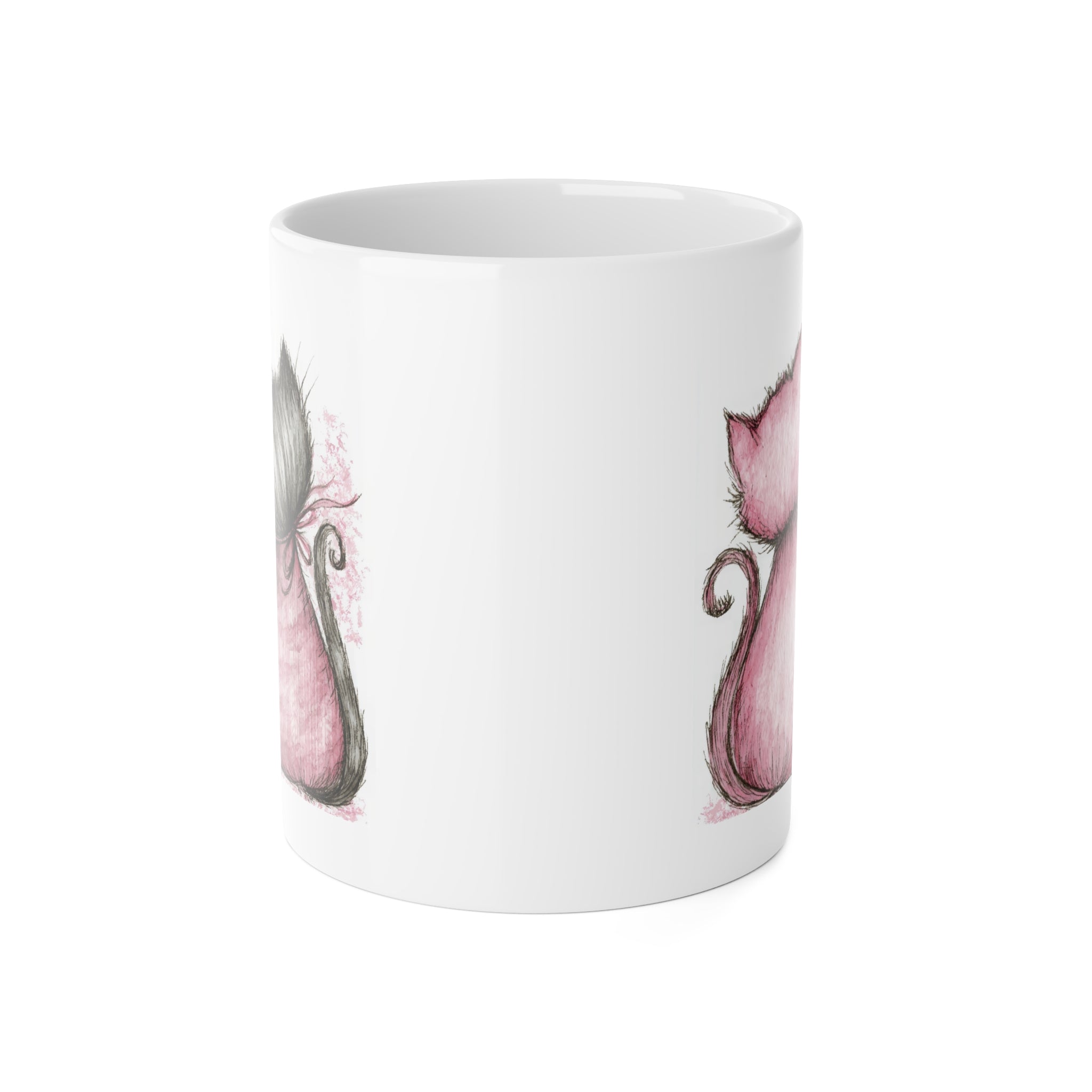 Pink Kittens Ceramic Mug — Cute Cat Couple 11oz Coffee Cup