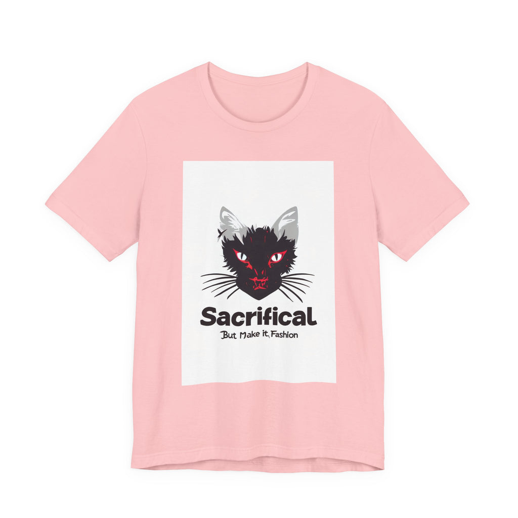 Sacrificial Cat T-Shirt — Red-Eyed Black Cat "Sacrificial" Graphic Tee