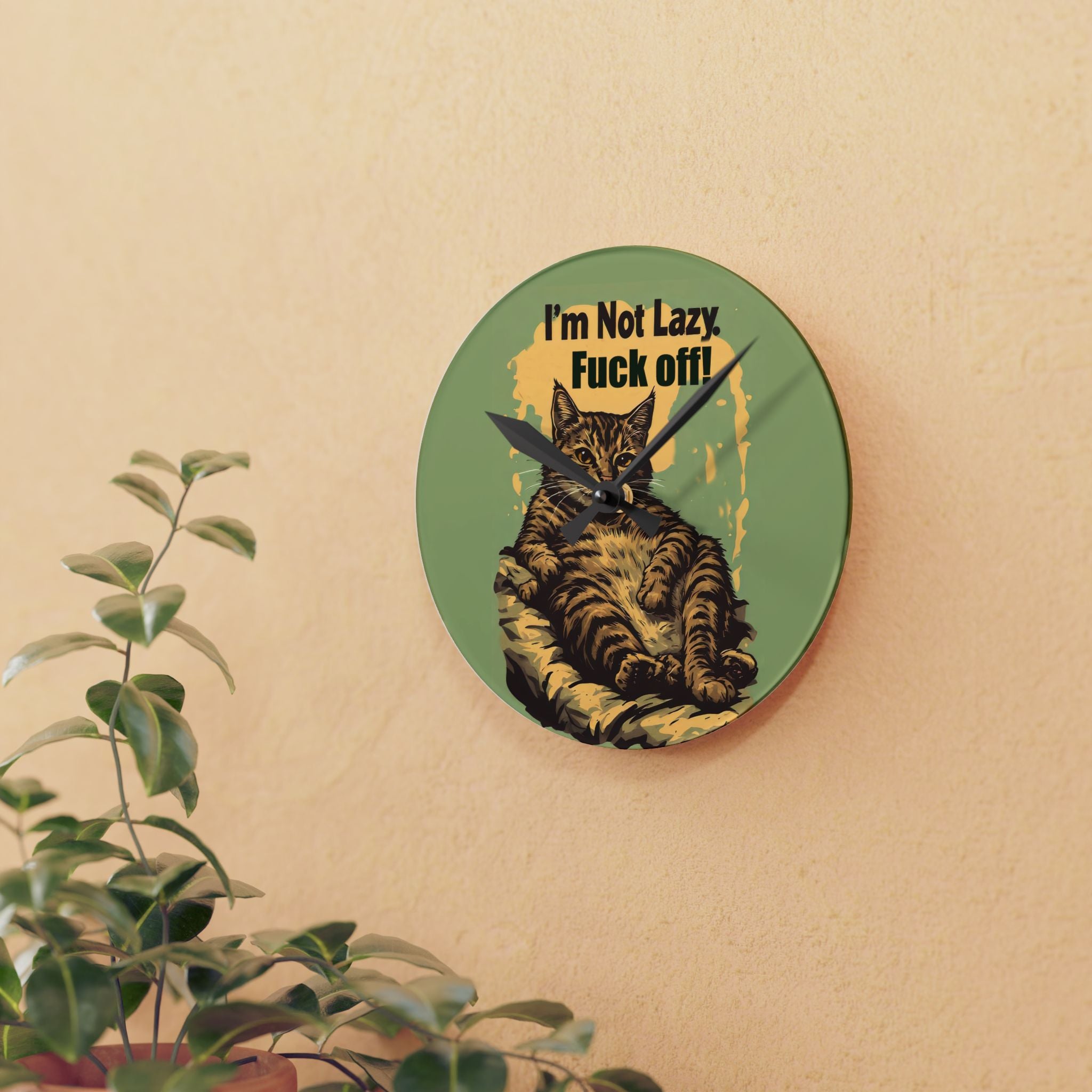I'm Not Lazy Cat Wall Clock – Funny Sarcastic Cat Decor