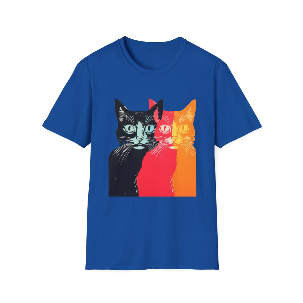Cat Trio Pop Art T-Shirt — Colorful Retro Feline Graphic Tee