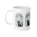 Cat Mug — Black Cat Stained Glass Design with "Nine Lives, Zero Regrets" — Ceramic Coffee Cup