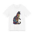 Stained Glass Cat T-Shirt — Colorful Mosaic Feline Tee