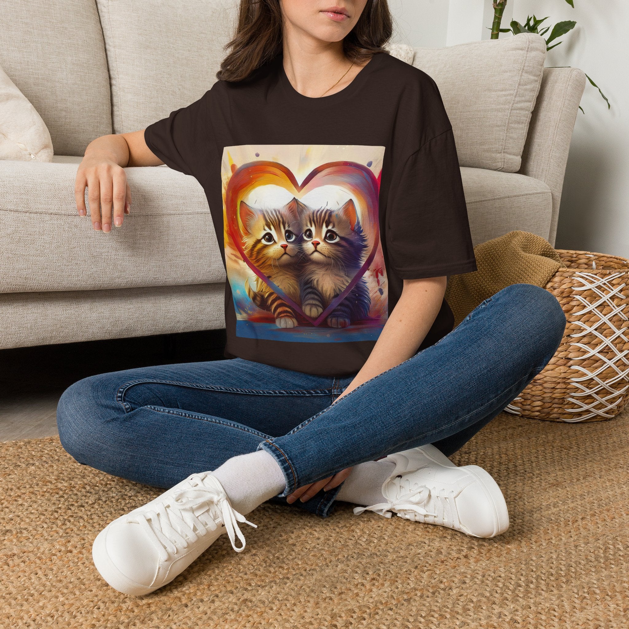 Cute Kittens Heart T-Shirt — Adorable Cat Love Graphic Tee