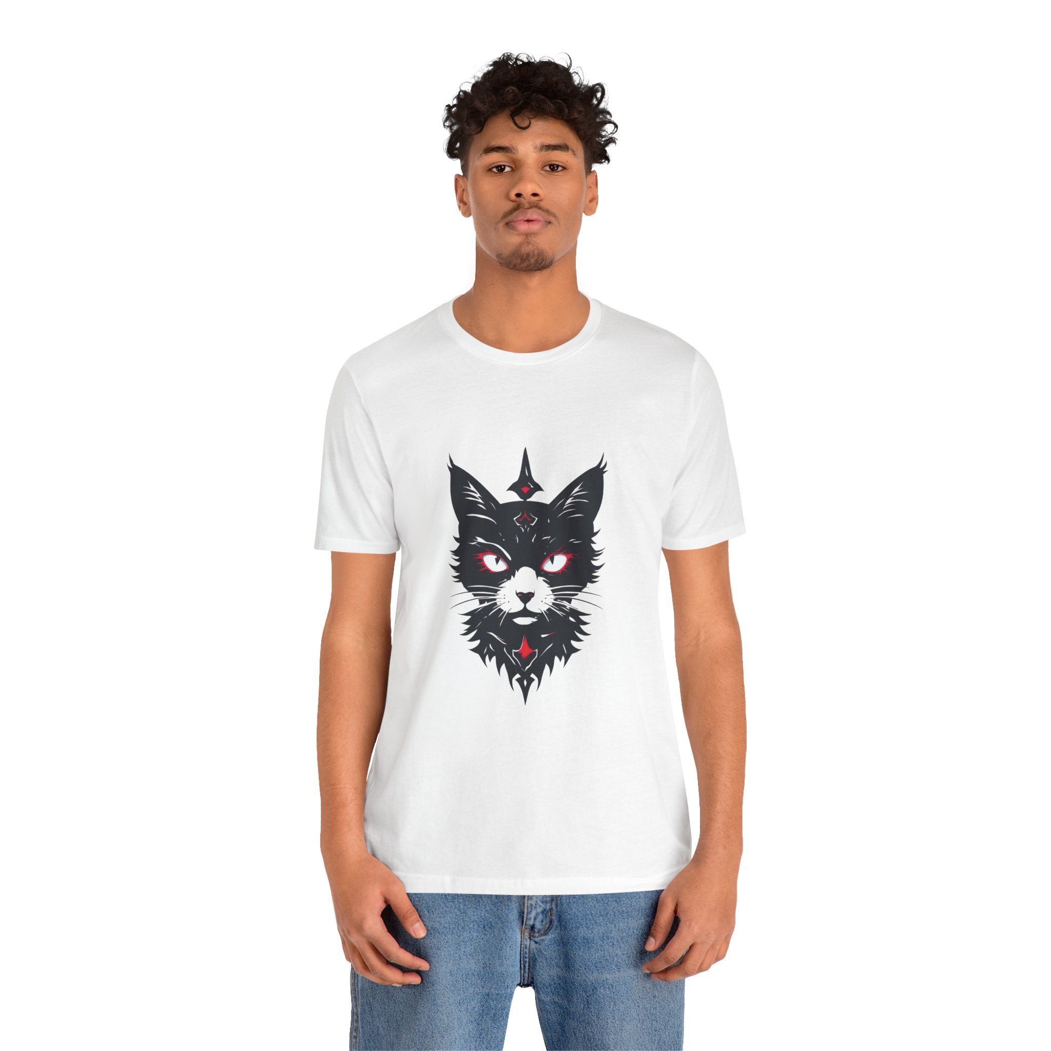 Occult Black Cat Tee — Mystical Cat Head Graphic T-Shirt