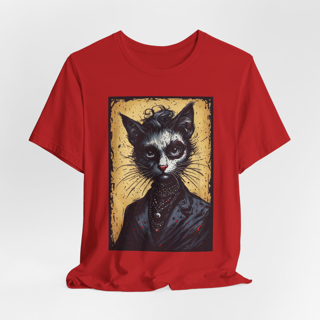 Gothic Portrait Cat T-Shirt – Vintage Dark Kitty Art Tee