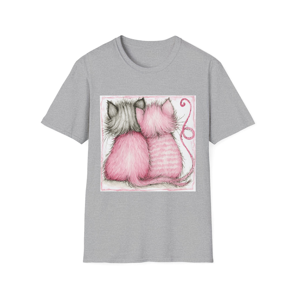 Pink & Gray Kittens Tee - Cute Cat Couple T-Shirt, Cozy Pet Lover Gift