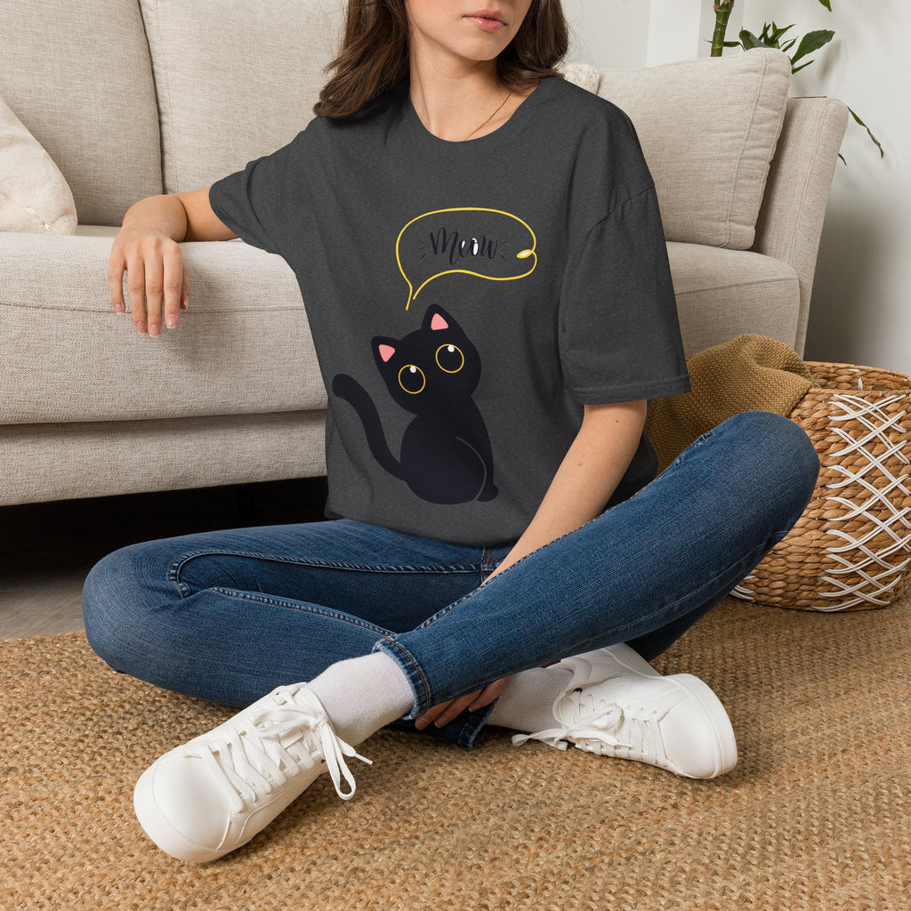 Meow Black Cat Tee — Cute Cat Graphic T-Shirt