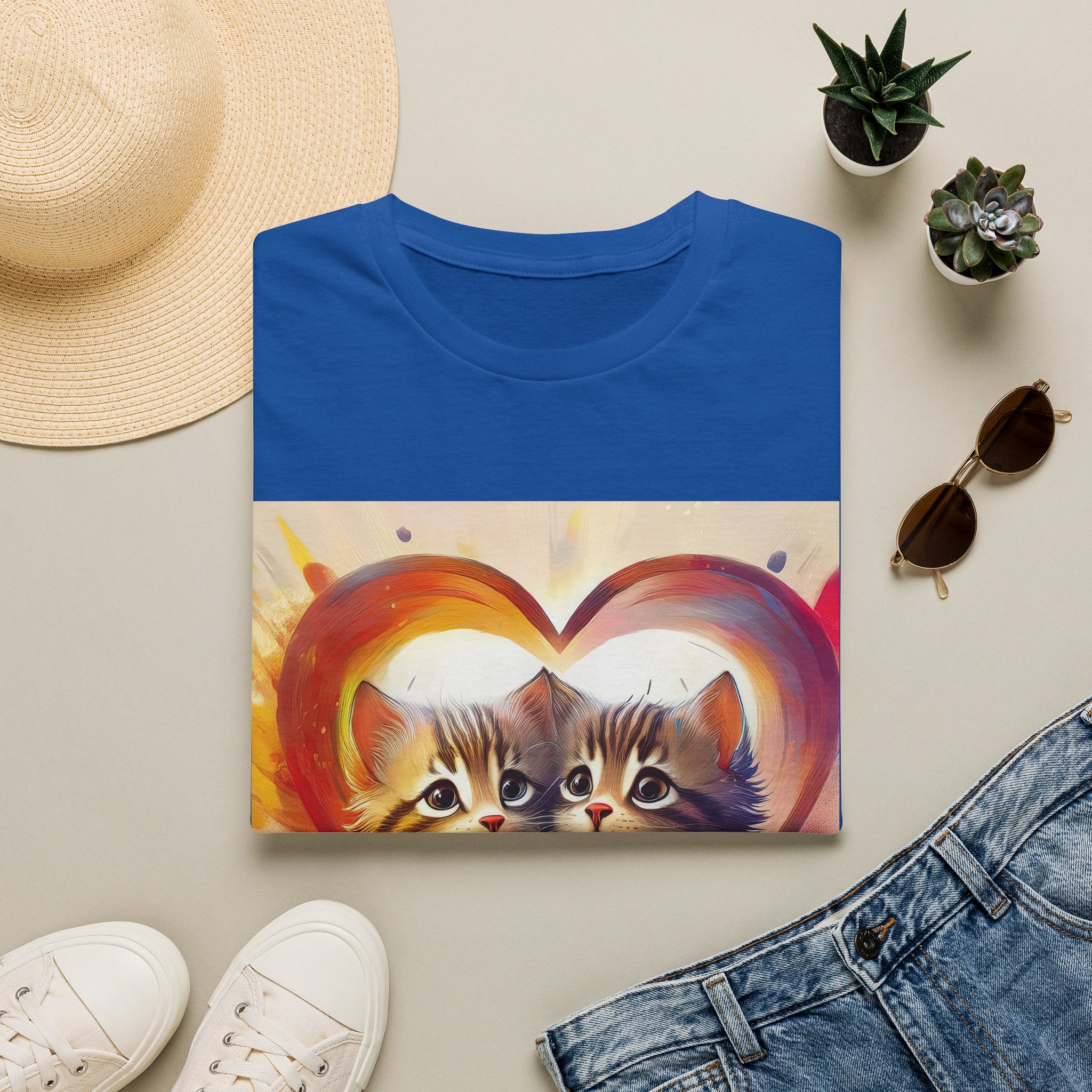 Cute Kittens Heart T-Shirt — Adorable Cat Love Graphic Tee