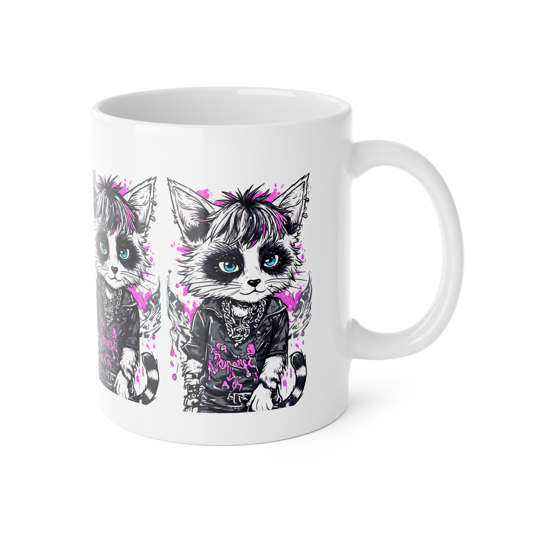 Cat Punk Mug — Cute Gothic Kawaii Kitten Ceramic Coffee Cup