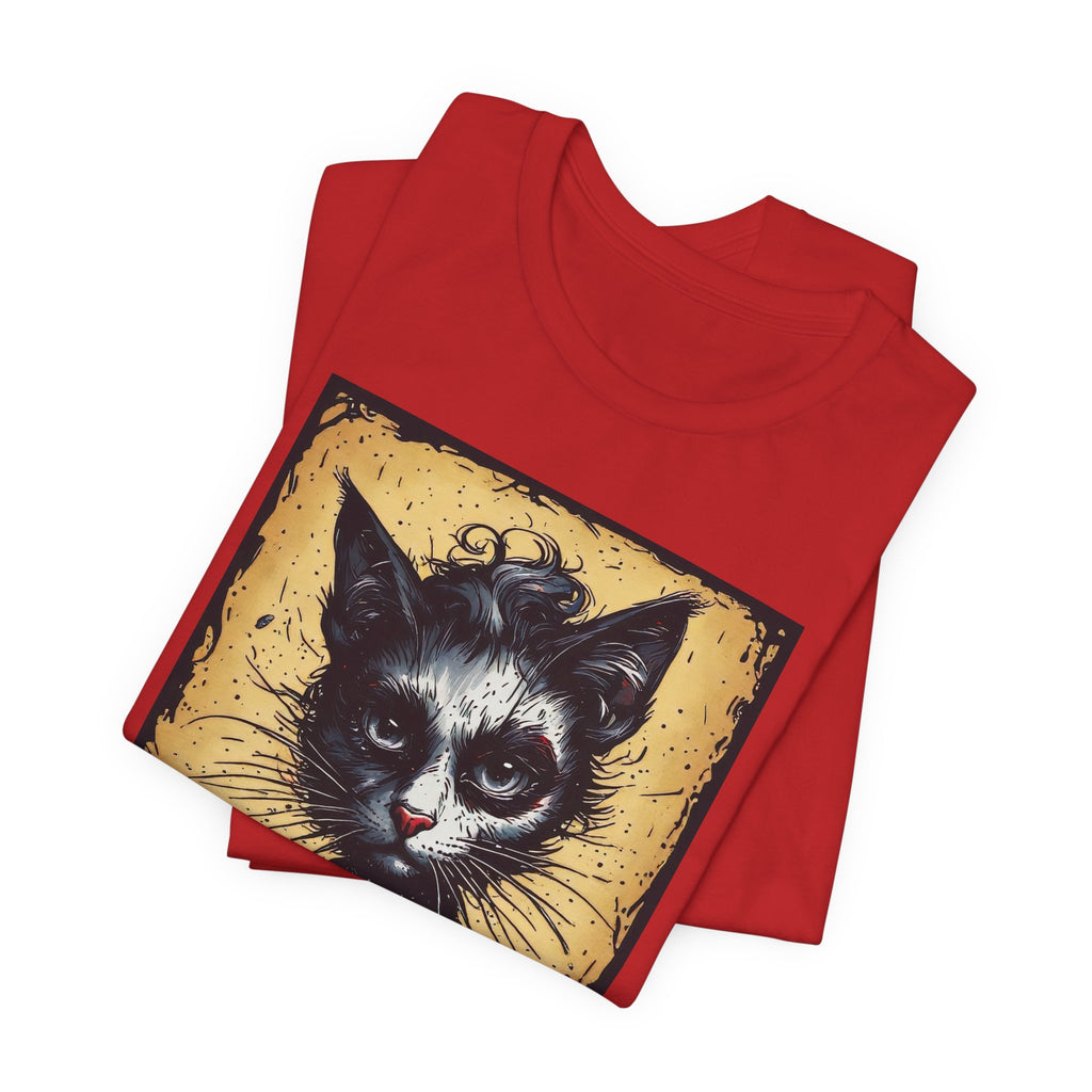 Gothic Portrait Cat T-Shirt – Vintage Dark Kitty Art Tee