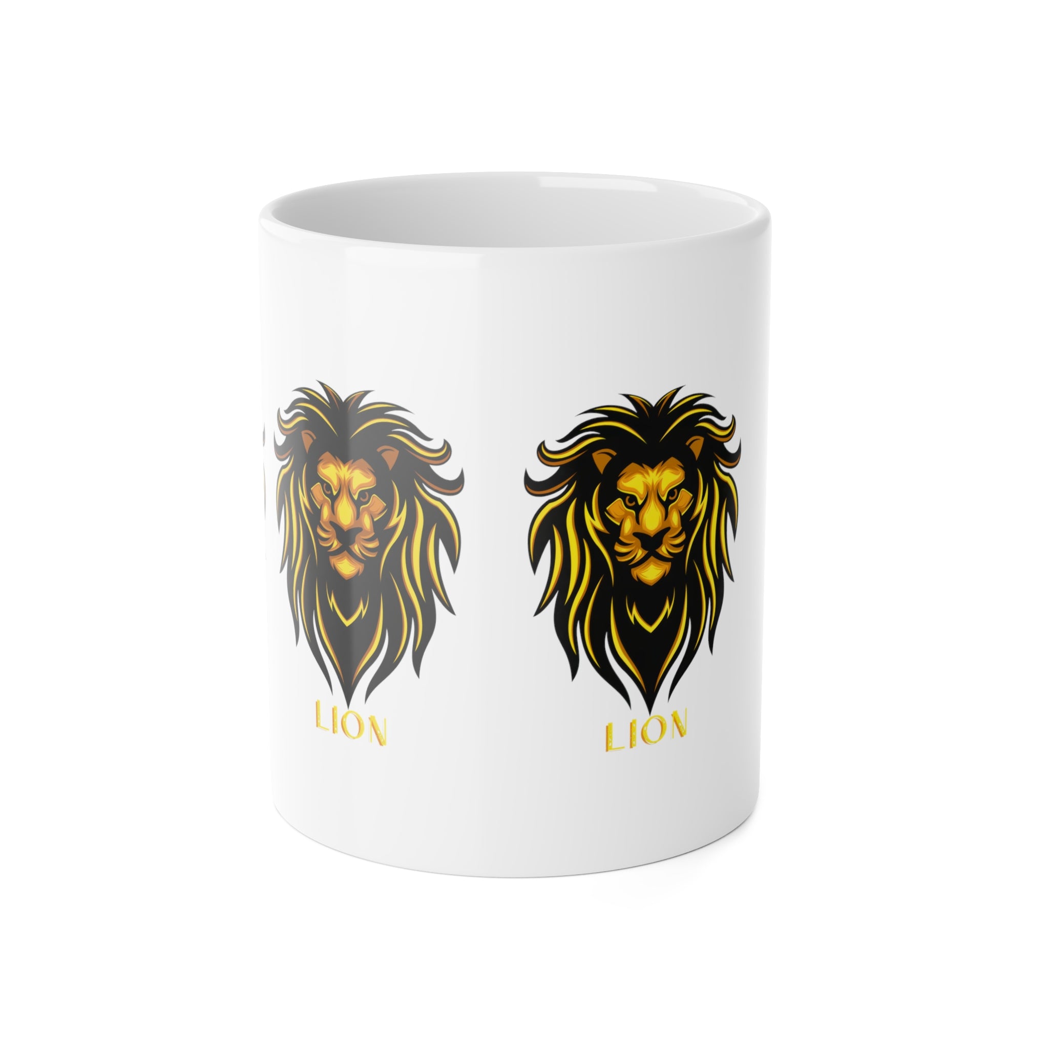 Lion Head Ceramic Mug — Bold Gold Lion Design, 11oz
