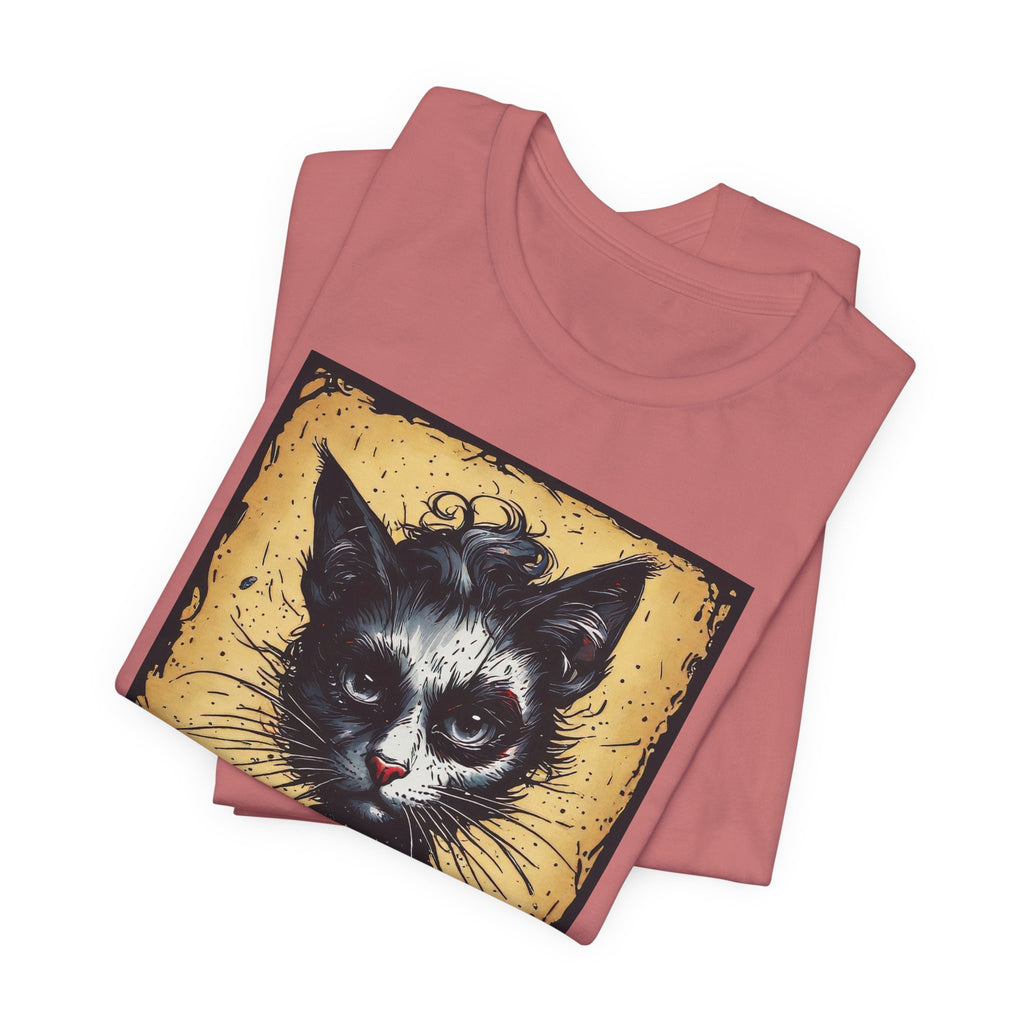 Gothic Portrait Cat T-Shirt – Vintage Dark Kitty Art Tee