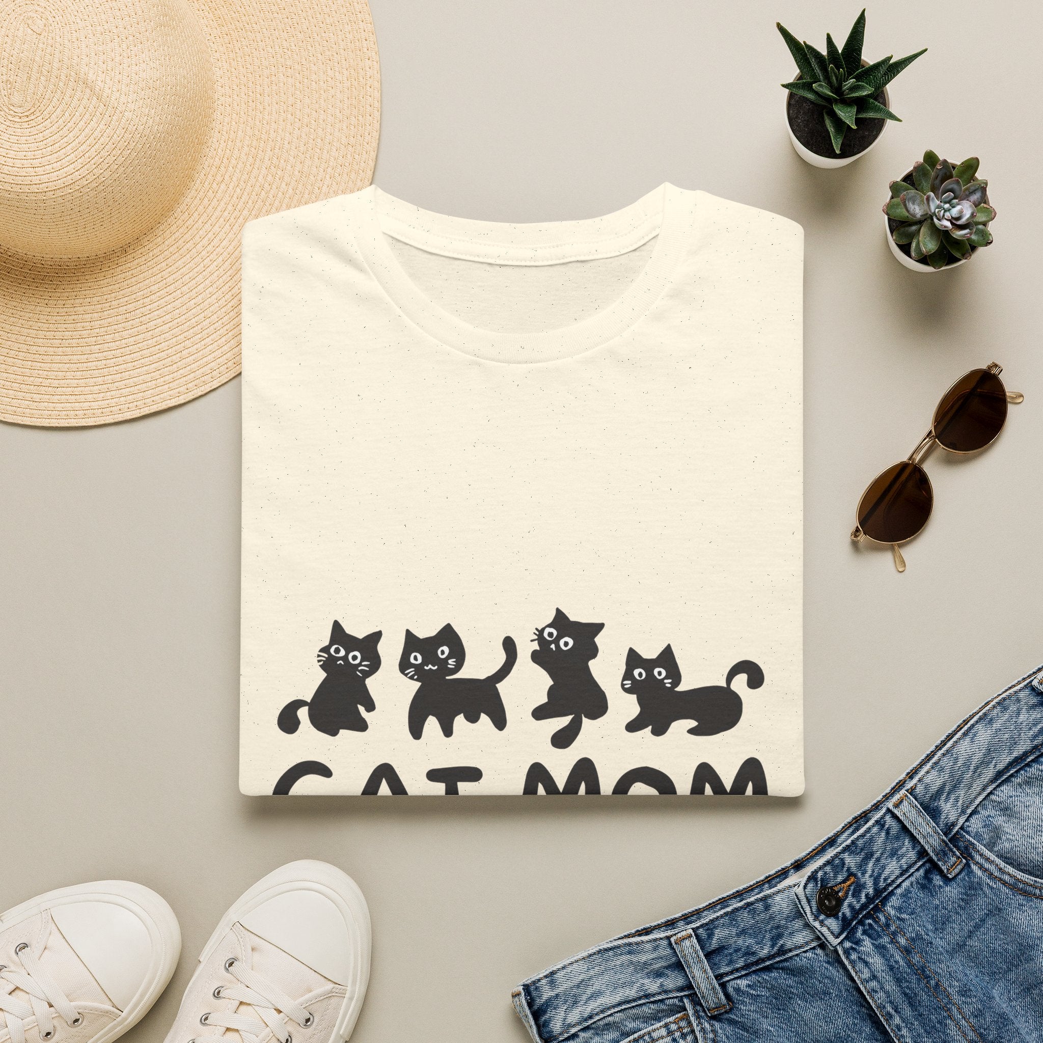 Cat Mom T‑Shirt — Cute Black Kittens Graphic Tee for Cat Lovers