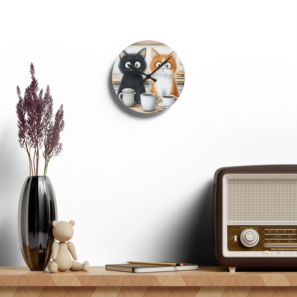 Coffee Cats Wall Clock – Whimsical Kitchen Cat Decor