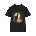 Moonlit Cat T-Shirt — Silhouette Cat on Crescent Moon Graphic
