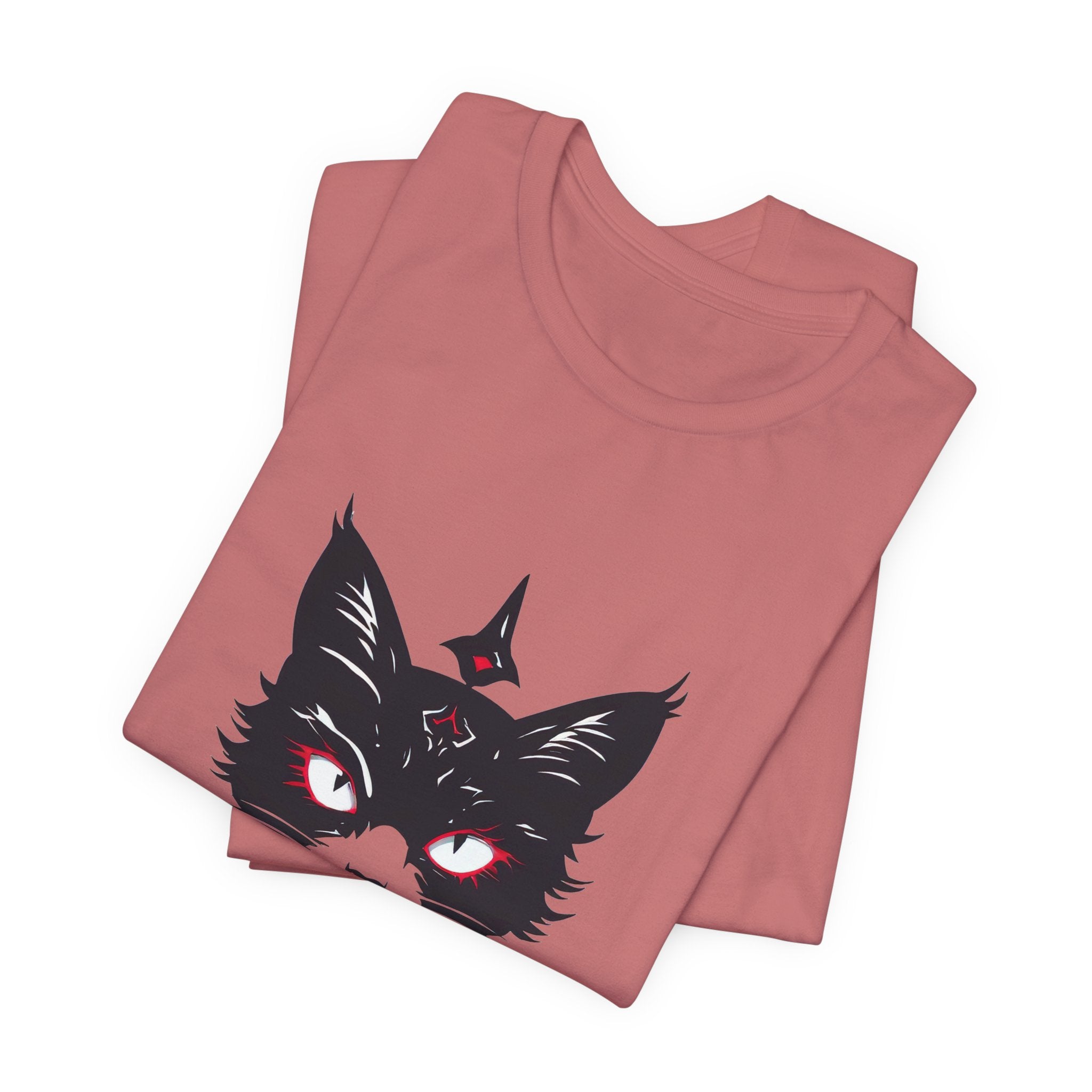 Occult Black Cat Tee — Mystical Cat Head Graphic T-Shirt