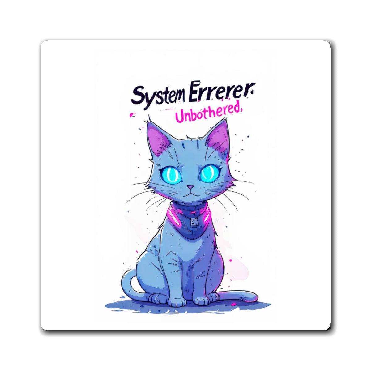 System Errerer Cat Magnet — Cute Blue Tech Cat Refrigerator Magnet