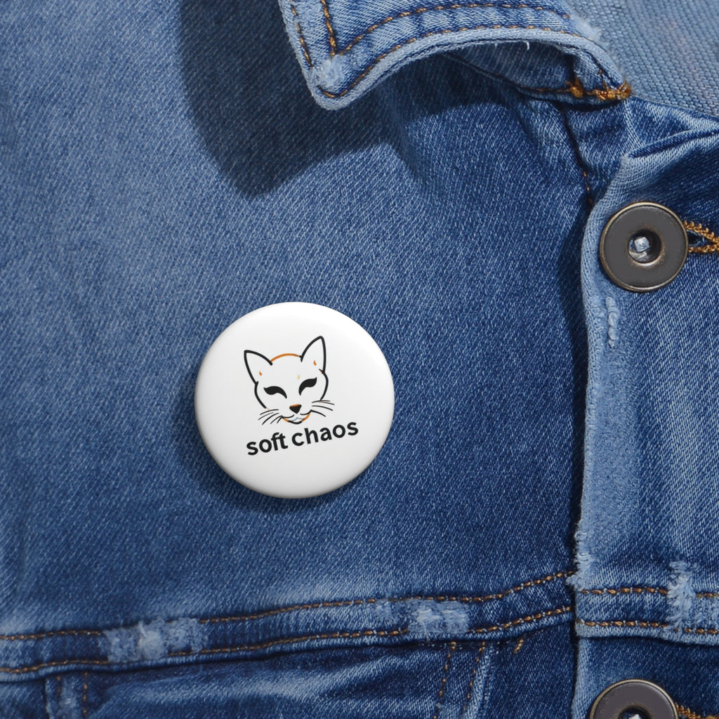 Soft Chaos Cat Pin Button – Cute Cat Face Enamel-Style Badge