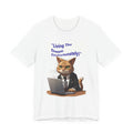 Cat Desk Worker Tee — "Living The Dream (Unfortunately)" Funny Office Cat T-Shirt