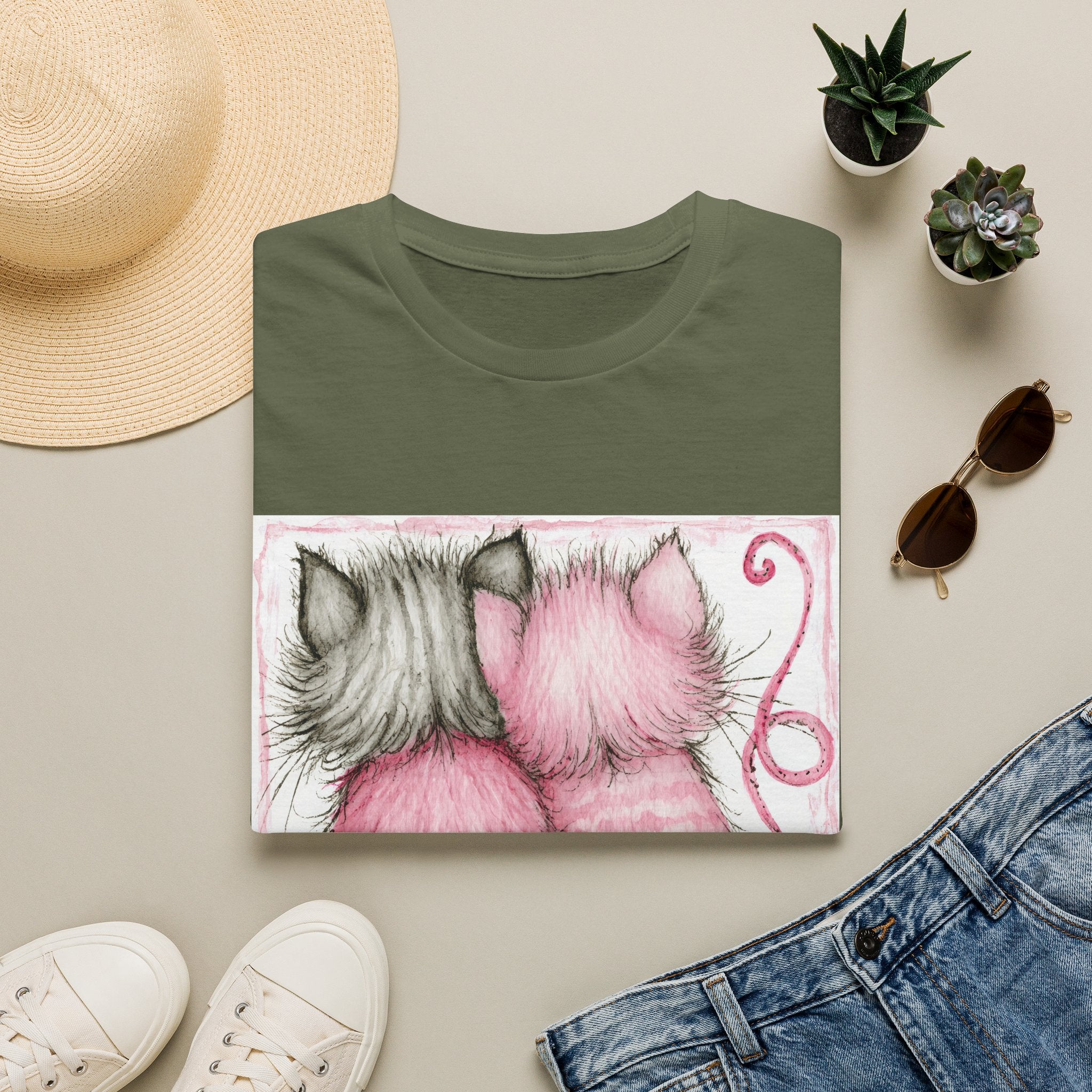 Pink & Gray Kittens Tee - Cute Cat Couple T-Shirt, Cozy Pet Lover Gift