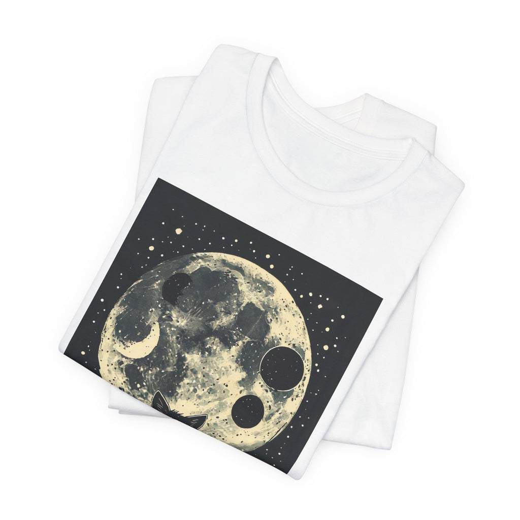 Moonlit Black Cat T‑Shirt — Vintage Celestial Cat Tee