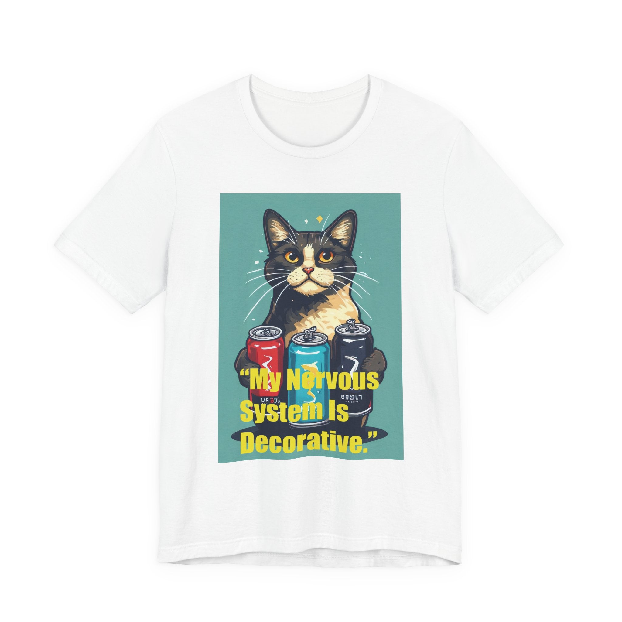 Cat Graphic Tee - "My Nervous System Is Decorative" Cute Retro Cat Shirt
