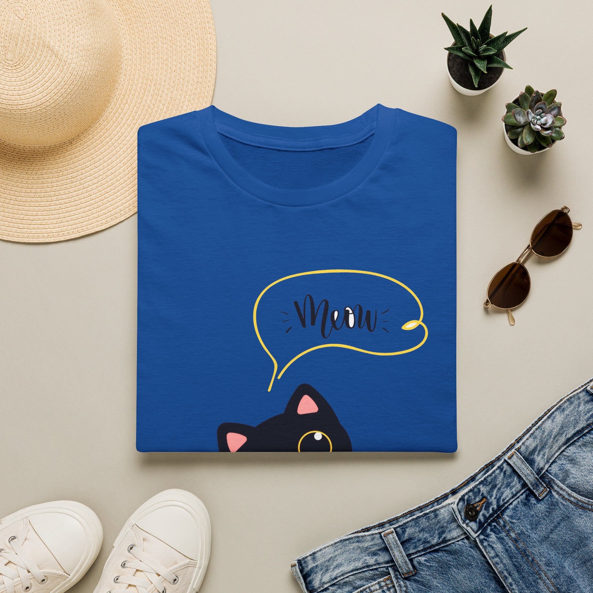 Meow Black Cat Tee — Cute Cat Graphic T-Shirt