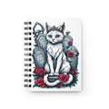 Gothic Cat Queen Spiral Notebook – White Cat with Crown, Roses & Tombstones Journal