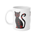 Black Cat Kiss Mug — 11oz Ceramic Coffee Cup with Red Lipstick Prints