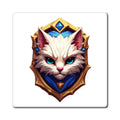 Regal White Cat Magnet — Fantasy Crest Fridge Magnet