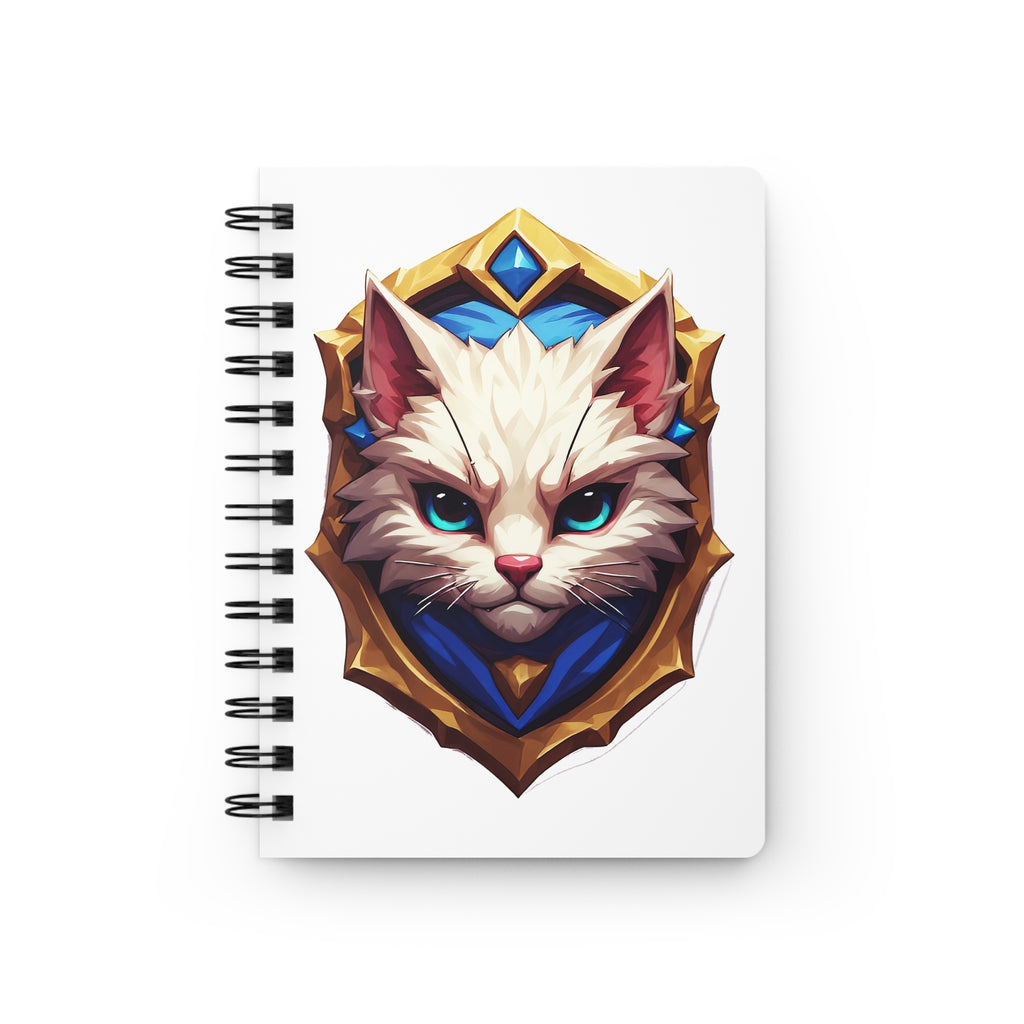 Cat Crest Spiral Journal — Fantasy White Cat Notebook for Gamers & Pet Lovers