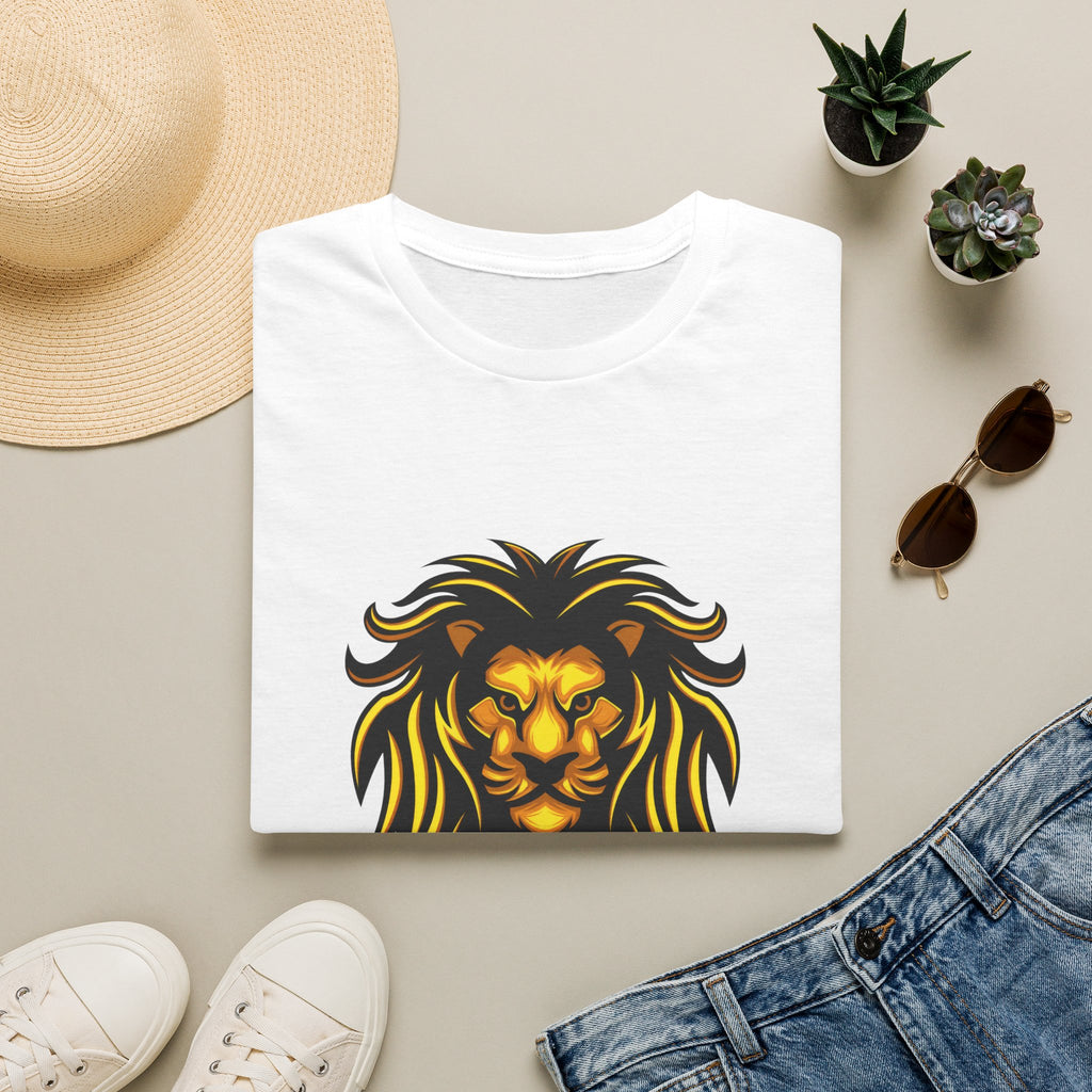 Lion Graphic T-Shirt — Bold Golden Lion Illustration Tee