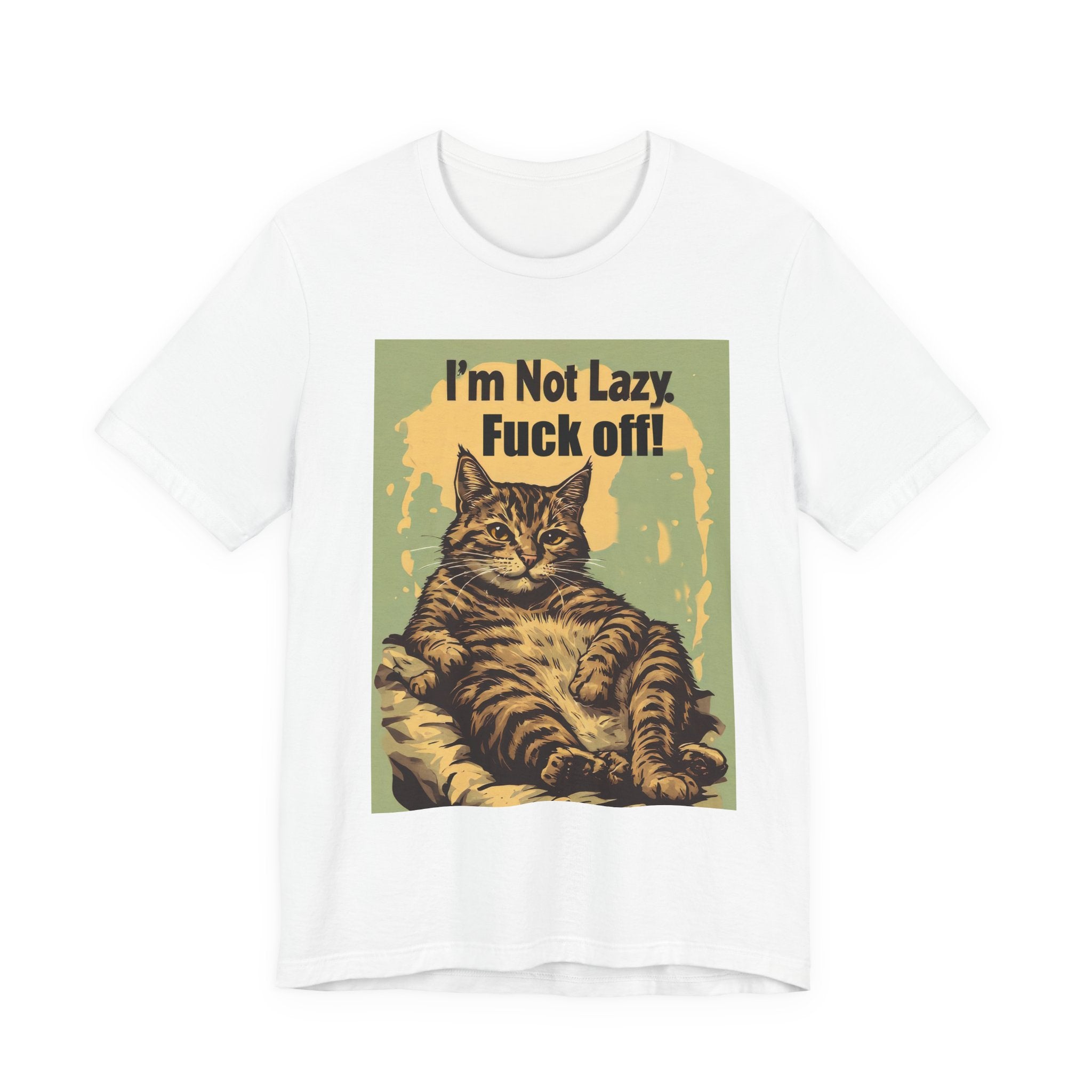 Cat Attitude Tee - “I’m Not Lazy, F**k Off!” Vintage Cat Graphic T-Shirt