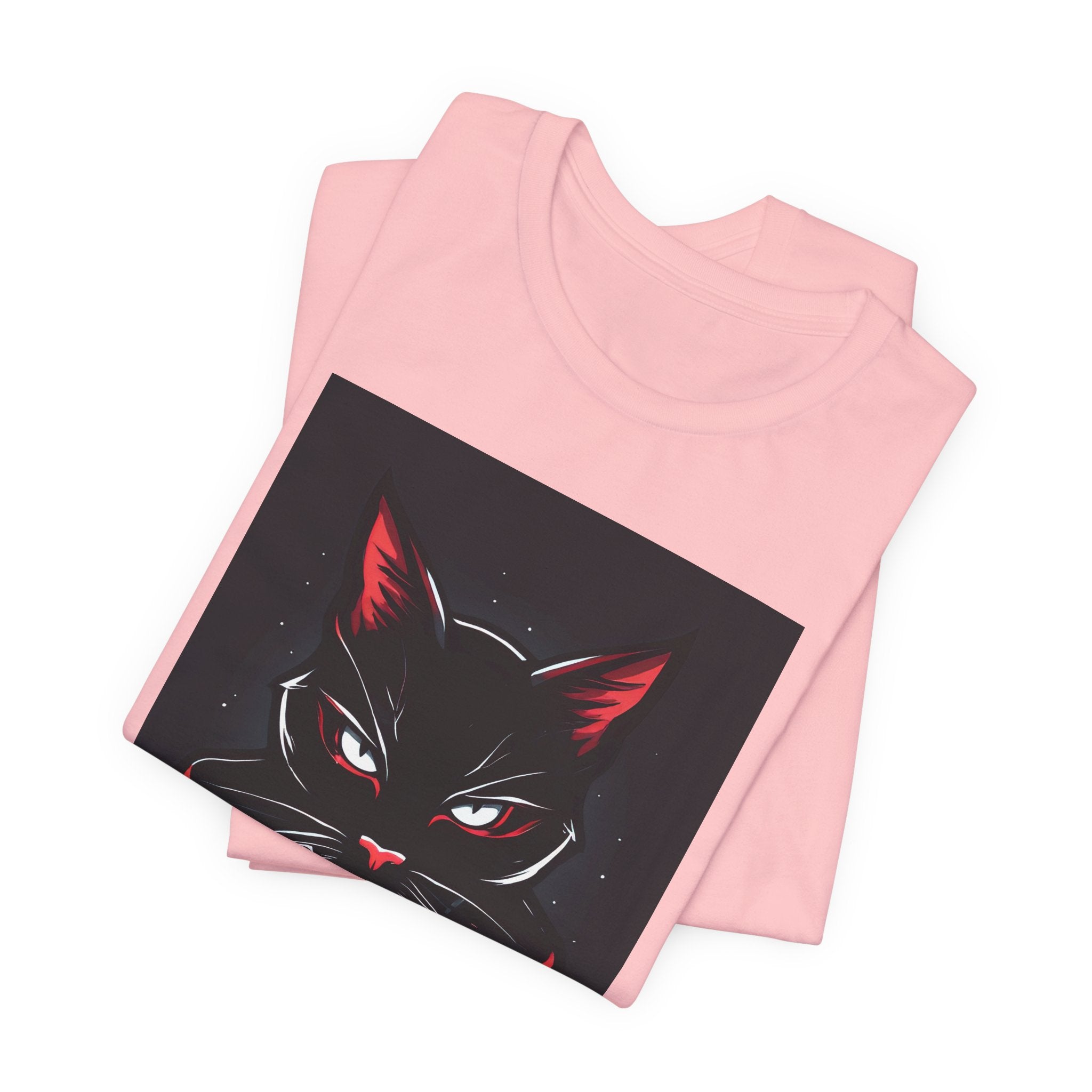Black Cat Vampire Graphic Tee — Gothic Halloween Horror T-Shirt