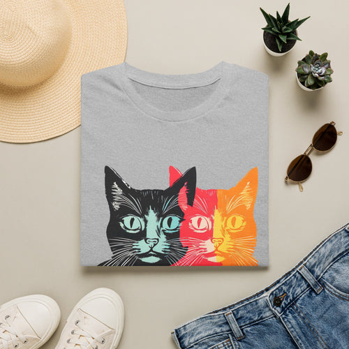 Cat Trio Pop Art T-Shirt — Colorful Retro Feline Graphic Tee