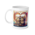 Cute Twin Kittens Heart Mug — 11oz Ceramic Coffee Cup