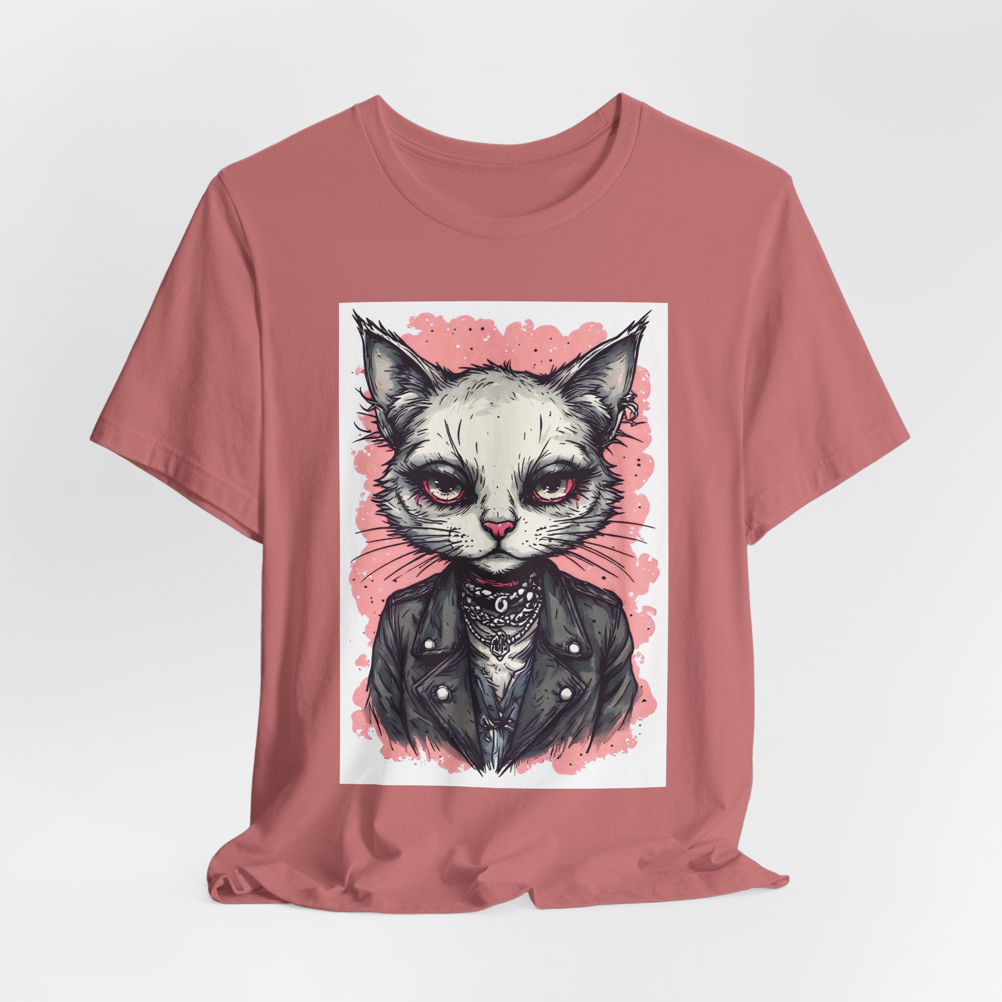 Grumpy Punk Cat T-Shirt — Gothic Kitty Graphic Tee