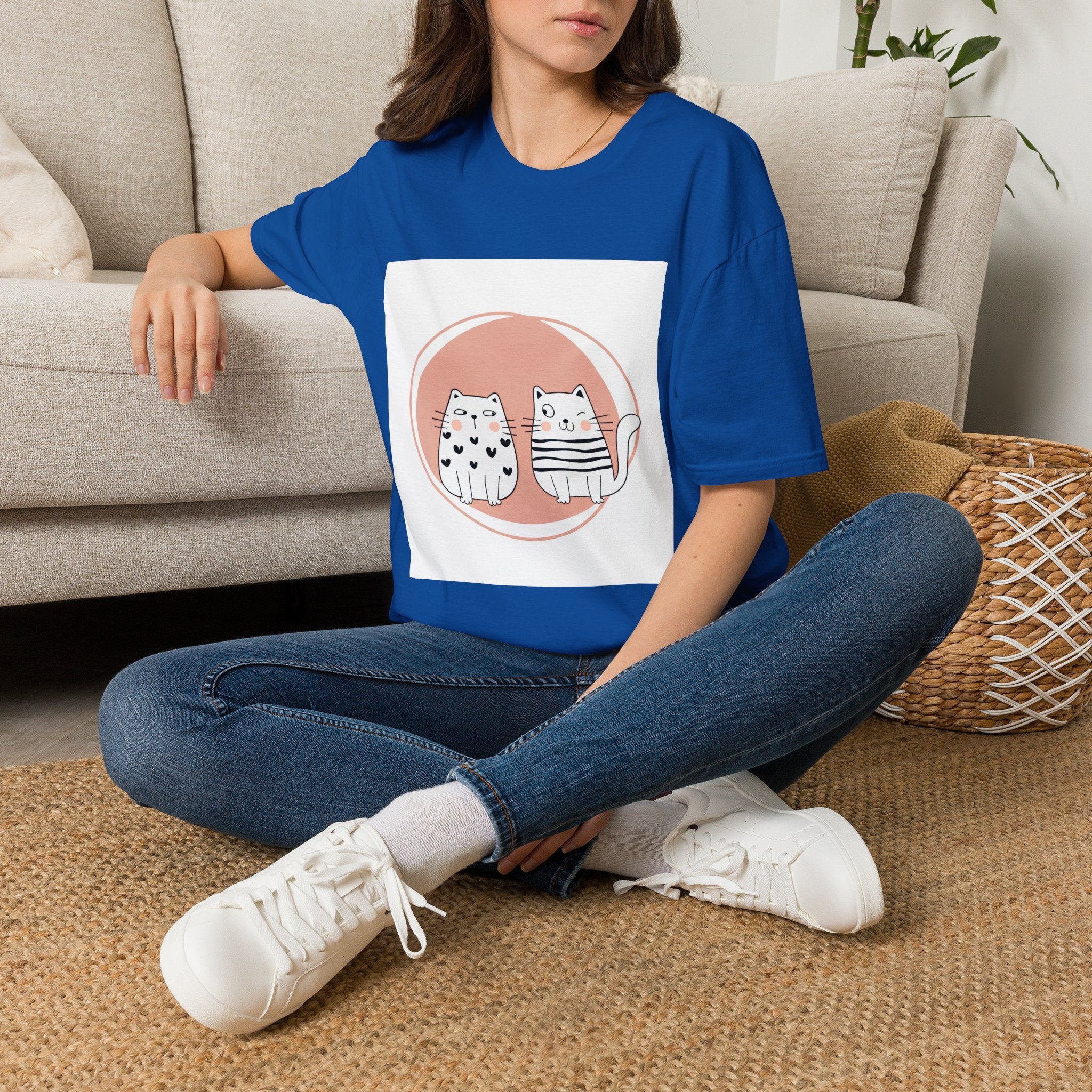 Cute Cat Duo T-Shirt — Kawaii Cat Couple Graphic Tee