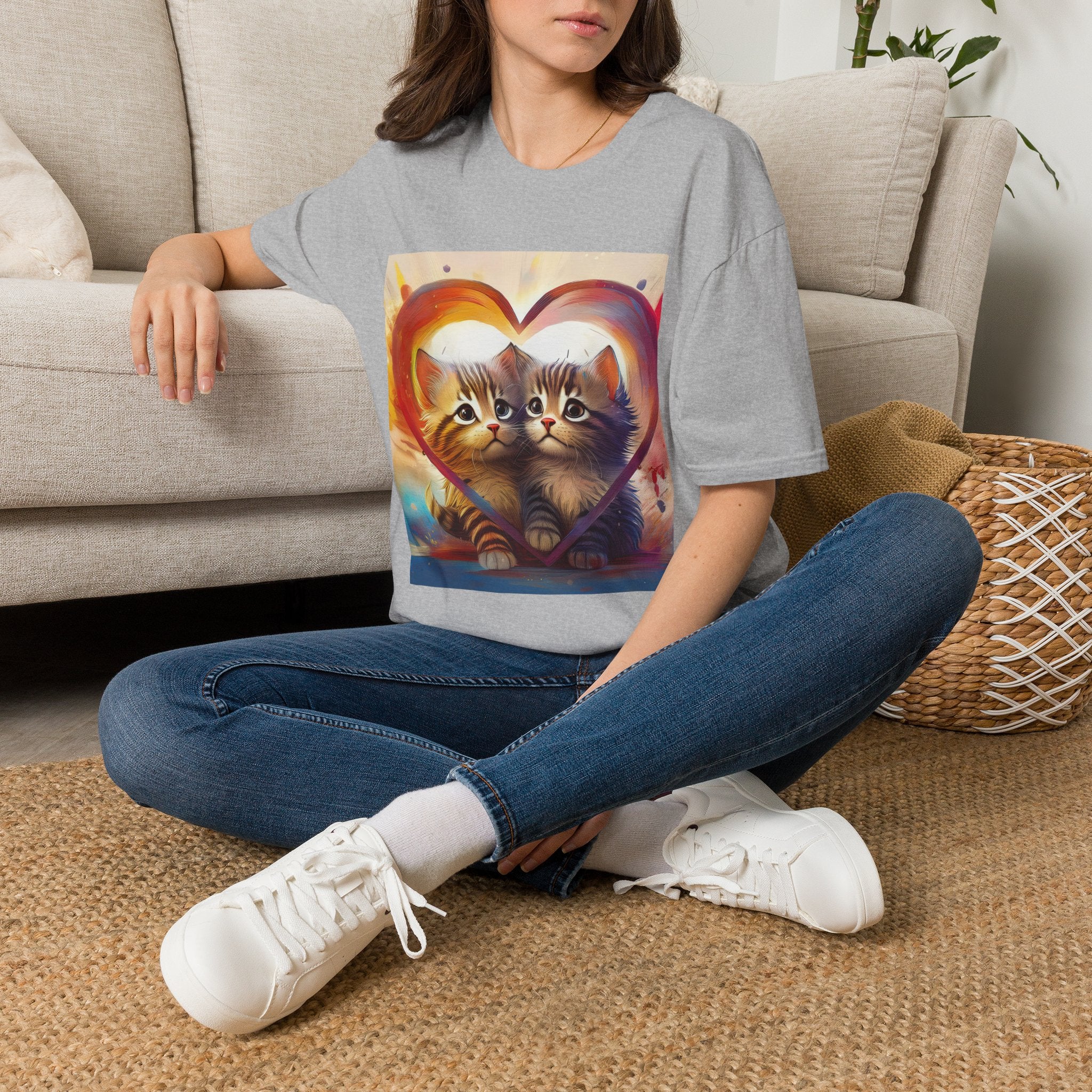 Cute Kittens Heart T-Shirt — Adorable Cat Love Graphic Tee